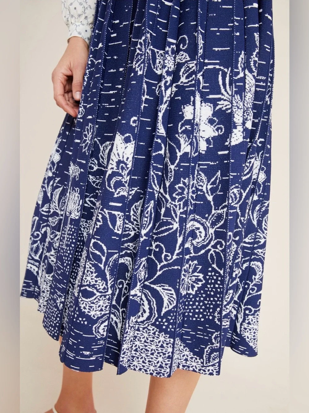Anthropologie Haven Pleated Knit Midi Skirt